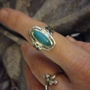 Turquoise and silver colored ring. 💫⭐🌟
